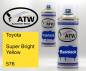 Preview: Toyota, Super Bright Yellow, 576: 400ml Sprühdose + 400ml Klarlack - Set, von ATW Autoteile West.
